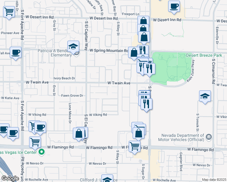 map of restaurants, bars, coffee shops, grocery stores, and more near 8830 Shamu Court in Las Vegas