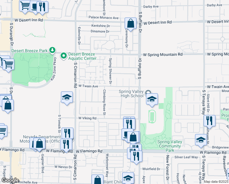 map of restaurants, bars, coffee shops, grocery stores, and more near 7959 Blue Brook Drive in Las Vegas