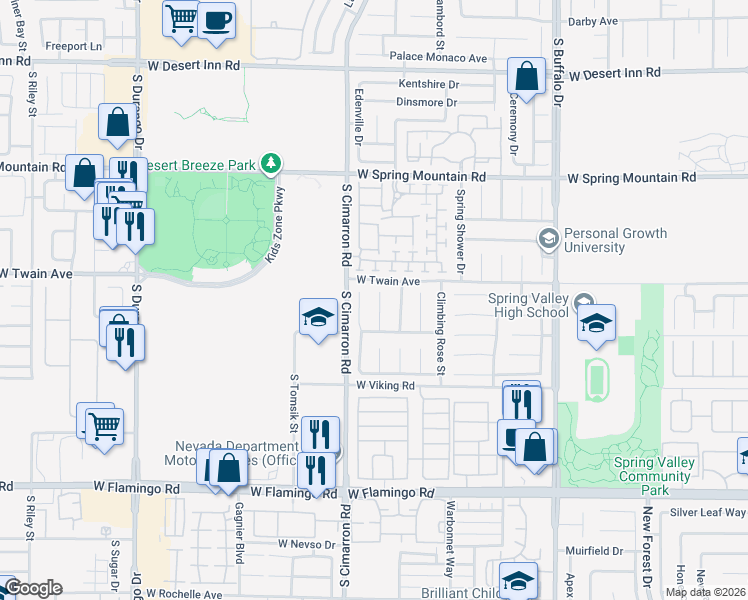 map of restaurants, bars, coffee shops, grocery stores, and more near 3730 Bombastic Court in Las Vegas