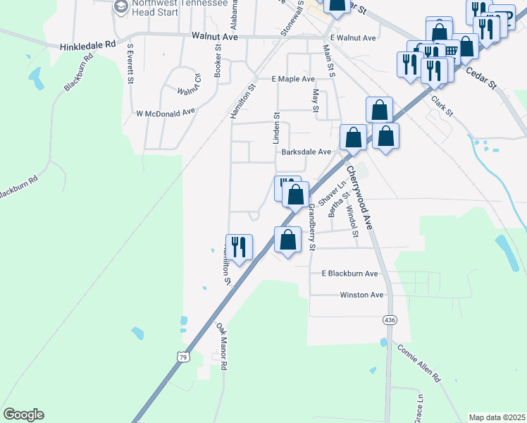map of restaurants, bars, coffee shops, grocery stores, and more near 112-174 Hillview Apt Drive in McKenzie