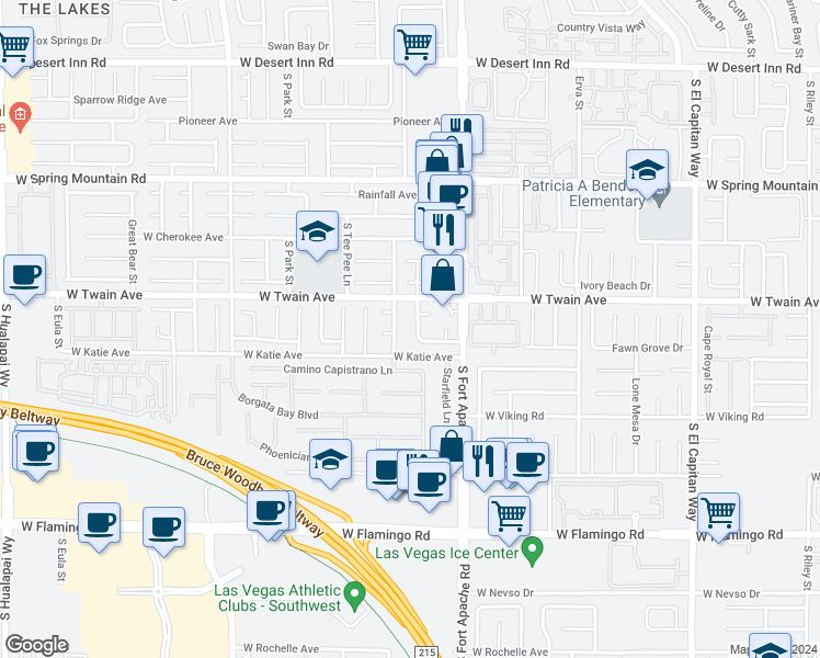 map of restaurants, bars, coffee shops, grocery stores, and more near 3747 Sand Pier Street in Las Vegas