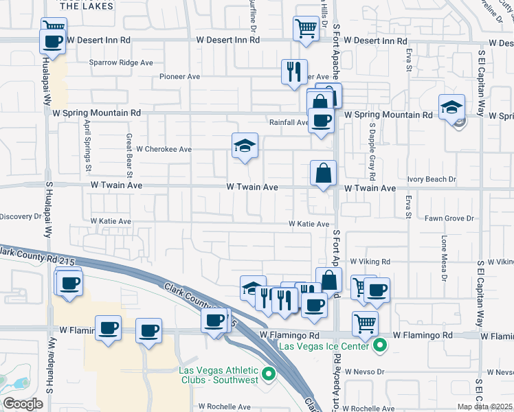 map of restaurants, bars, coffee shops, grocery stores, and more near 3743 Morning Canyon Court in Las Vegas