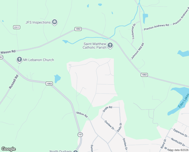 map of restaurants, bars, coffee shops, grocery stores, and more near 6415 Whitt Road in Durham