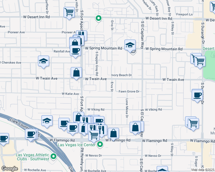 map of restaurants, bars, coffee shops, grocery stores, and more near 3748 Robert Randolf Way in Las Vegas