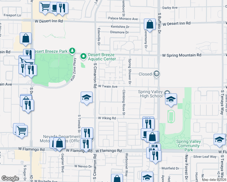 map of restaurants, bars, coffee shops, grocery stores, and more near 3730 White Carnation Street in Las Vegas