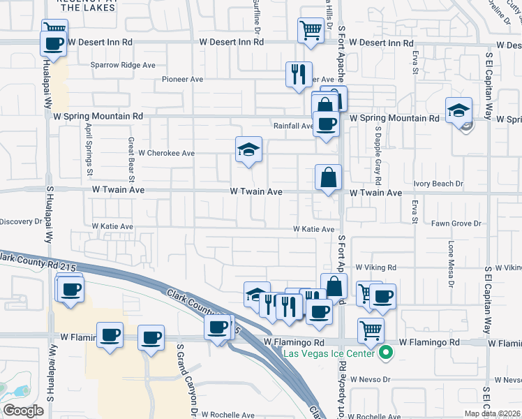 map of restaurants, bars, coffee shops, grocery stores, and more near 3743 Morning Canyon Court in Las Vegas