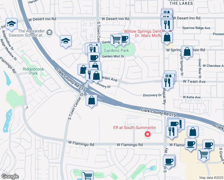 map of restaurants, bars, coffee shops, grocery stores, and more near 3755 Breakthrough Way in Las Vegas