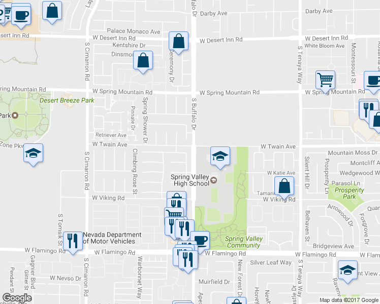 map of restaurants, bars, coffee shops, grocery stores, and more near 3724 Crest Horn Dr in Las Vegas