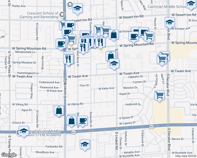map of restaurants, bars, coffee shops, grocery stores, and more near 3731 Kals Way in Las Vegas