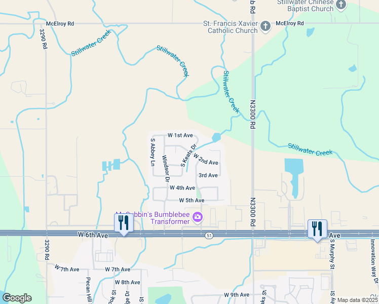 map of restaurants, bars, coffee shops, grocery stores, and more near 3309 West 2nd Avenue in Stillwater