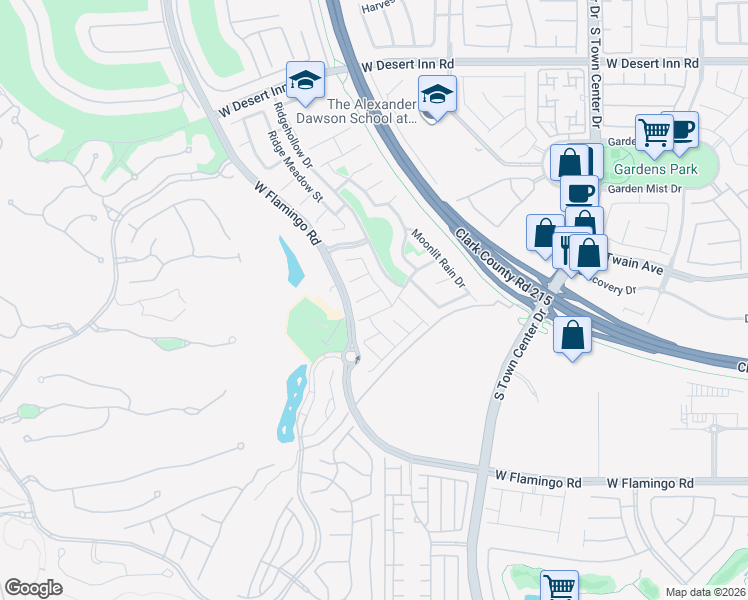 map of restaurants, bars, coffee shops, grocery stores, and more near 11042 Village Ridge Lane in Las Vegas