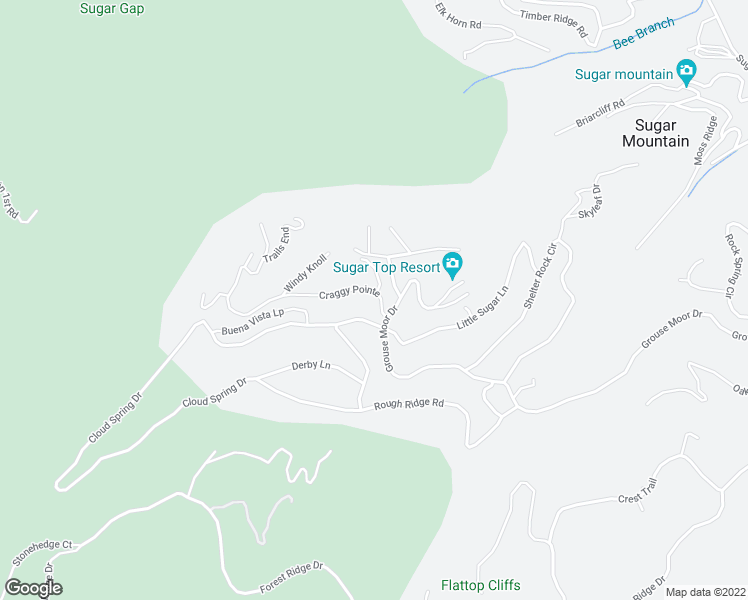 map of restaurants, bars, coffee shops, grocery stores, and more near 147 Craggy Pointe in Sugar Mountain