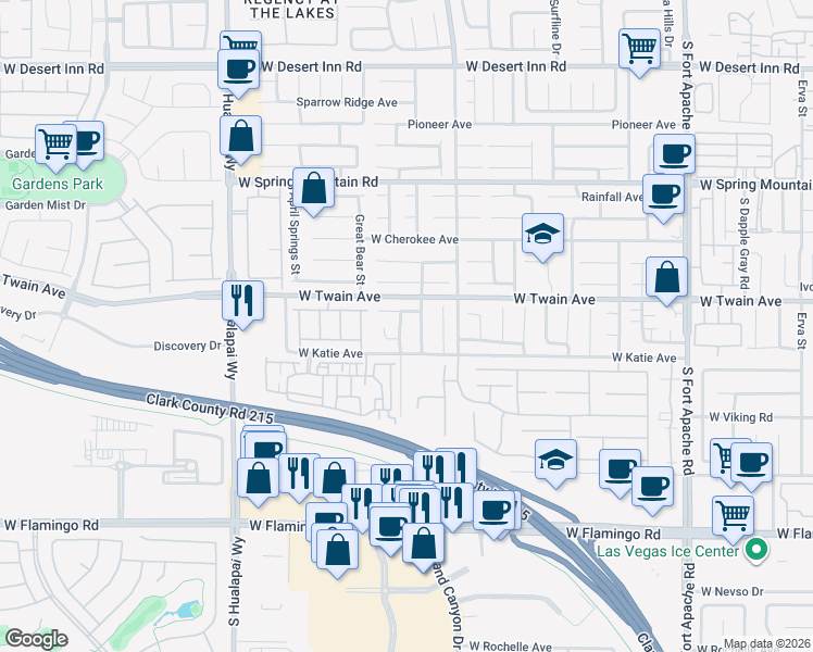 map of restaurants, bars, coffee shops, grocery stores, and more near 3748 S Jensen St in Las Vegas