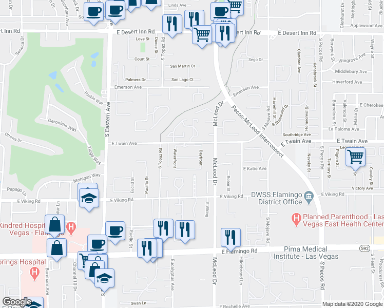 map of restaurants, bars, coffee shops, grocery stores, and more near 2832 Cape Hope Way in Las Vegas