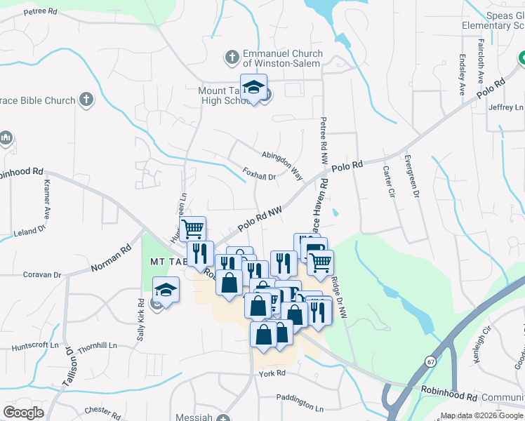 map of restaurants, bars, coffee shops, grocery stores, and more near 1200 Greenvalley Road in Winston-Salem