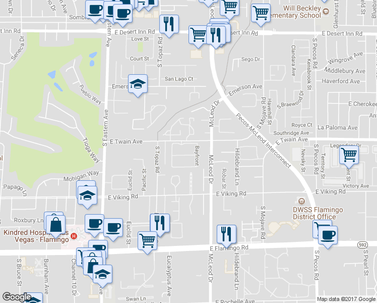 map of restaurants, bars, coffee shops, grocery stores, and more near 2832 Cape Hope Way in Las Vegas