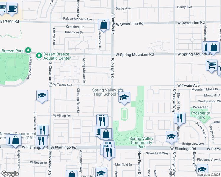 map of restaurants, bars, coffee shops, grocery stores, and more near 3724 Crest Horn Drive in Las Vegas