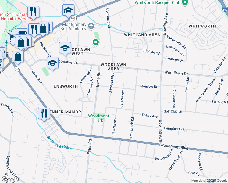 map of restaurants, bars, coffee shops, grocery stores, and more near 804 South Wilson Boulevard in Nashville