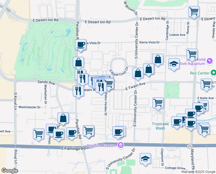 map of restaurants, bars, coffee shops, grocery stores, and more near 3730 Palos Verdes Street in Las Vegas
