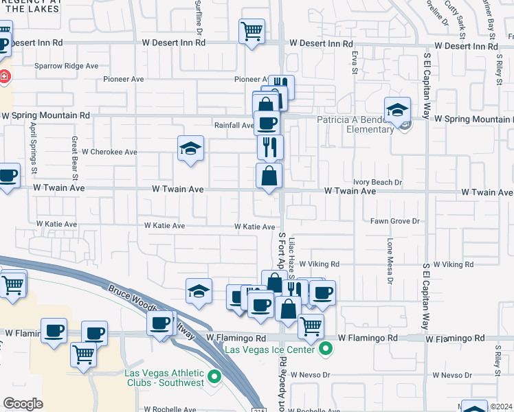 map of restaurants, bars, coffee shops, grocery stores, and more near 3747 Sand Pier Street in Las Vegas