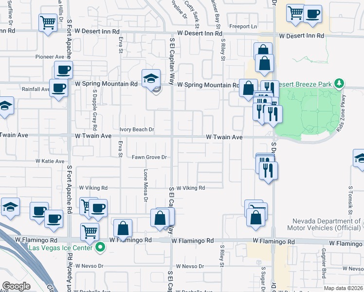 map of restaurants, bars, coffee shops, grocery stores, and more near 8963 Sanibel Shore Avenue in Las Vegas