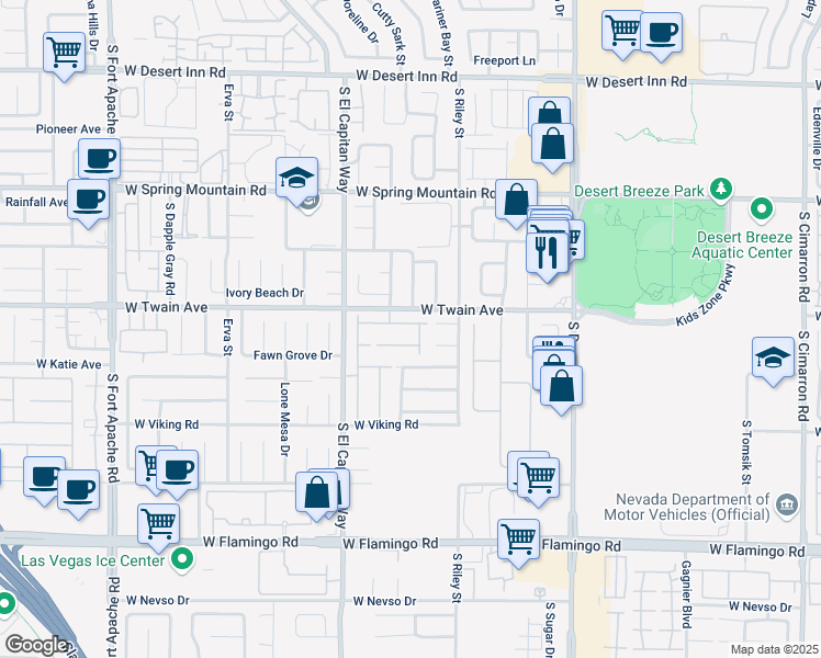 map of restaurants, bars, coffee shops, grocery stores, and more near 8883 Sanibel Shore Avenue in Las Vegas