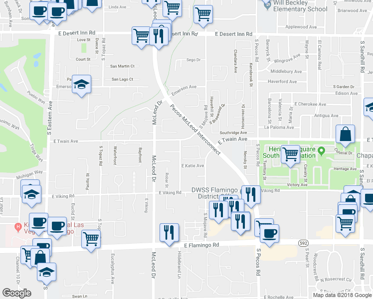 map of restaurants, bars, coffee shops, grocery stores, and more near 3119 Sonata Drive in Las Vegas