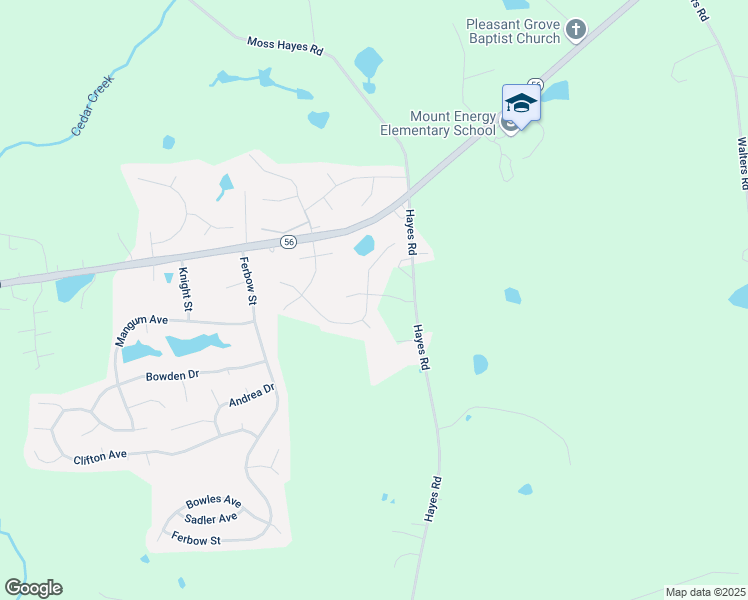 map of restaurants, bars, coffee shops, grocery stores, and more near 2746 Spring Valley Drive in Creedmoor