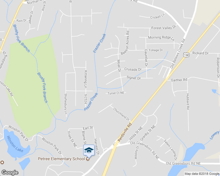 map of restaurants, bars, coffee shops, grocery stores, and more near 3632 Signet Drive in Winston-Salem