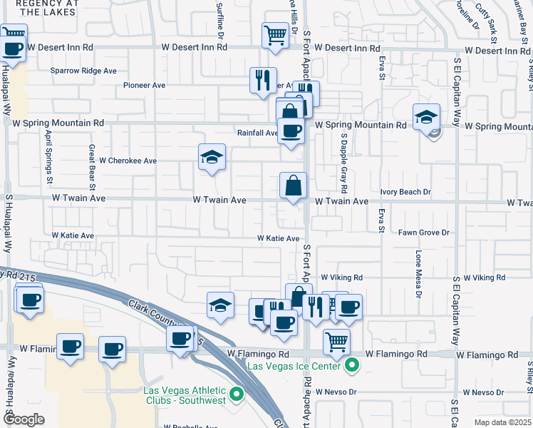 map of restaurants, bars, coffee shops, grocery stores, and more near 3734 Solandra Street in Las Vegas
