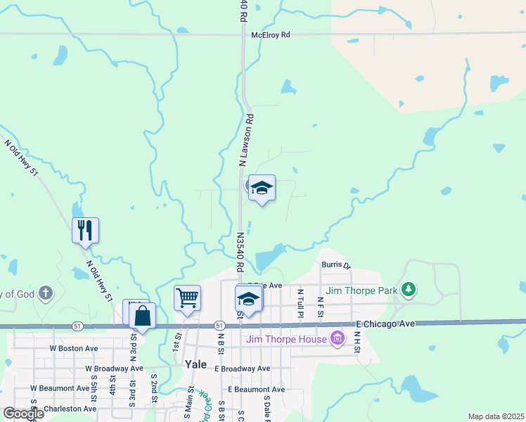 map of restaurants, bars, coffee shops, grocery stores, and more near 800 North C Street in Yale