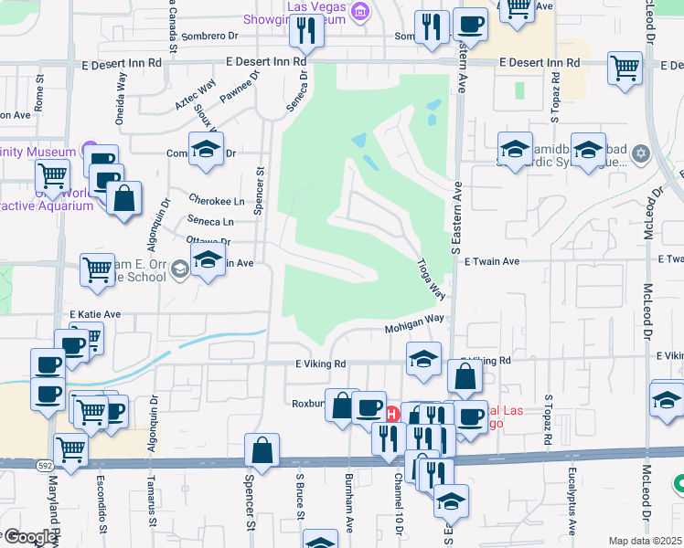 map of restaurants, bars, coffee shops, grocery stores, and more near 2061 Ottawa Drive in Las Vegas