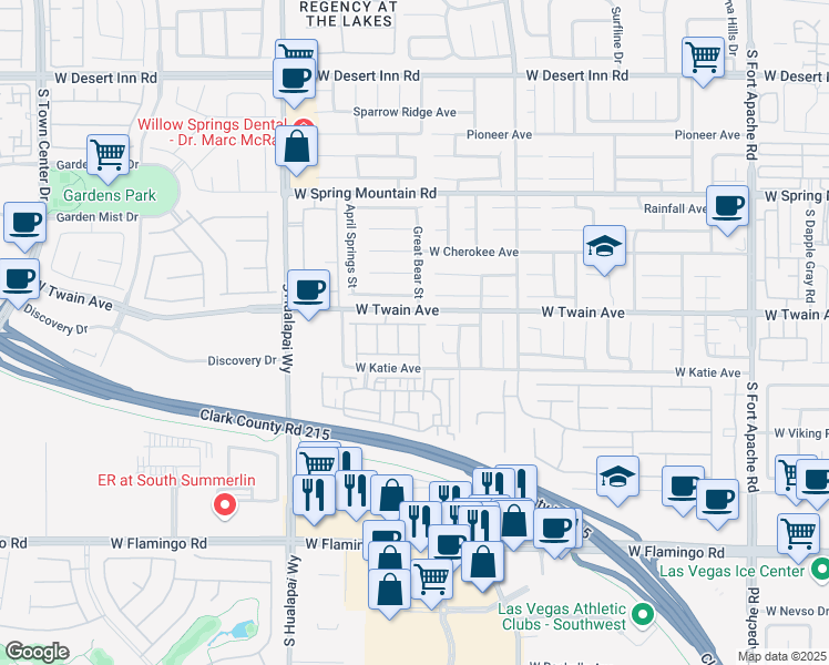 map of restaurants, bars, coffee shops, grocery stores, and more near 3756 Toroweap Ridge Street in Las Vegas