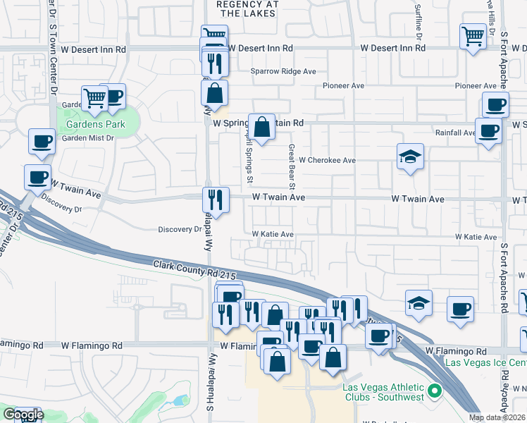 map of restaurants, bars, coffee shops, grocery stores, and more near 3755 Point Sublime Street in Las Vegas
