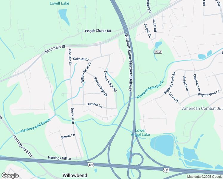 map of restaurants, bars, coffee shops, grocery stores, and more near 452 Timber Ridge Road in Kernersville