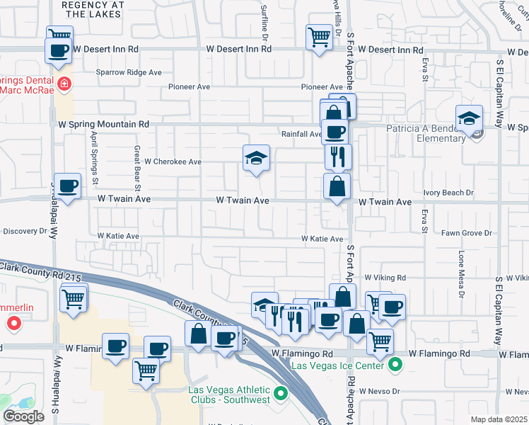 map of restaurants, bars, coffee shops, grocery stores, and more near 3726 South Lipan Point Street in Las Vegas
