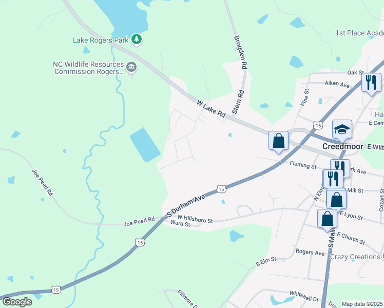 map of restaurants, bars, coffee shops, grocery stores, and more near 536 Cotton Avenue in Creedmoor