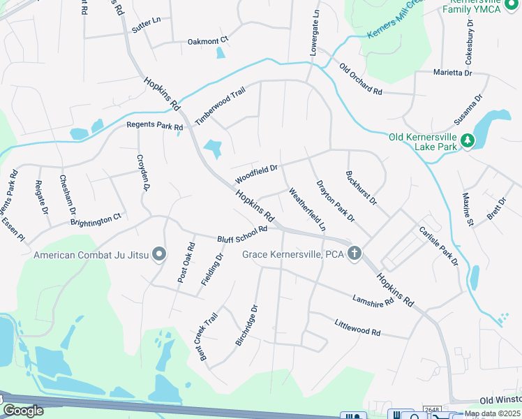 map of restaurants, bars, coffee shops, grocery stores, and more near Hopkins Road in Kernersville