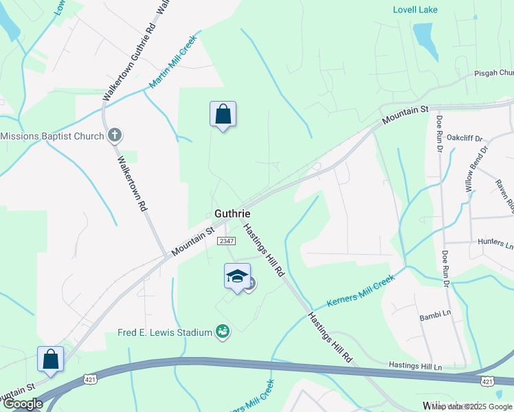 map of restaurants, bars, coffee shops, grocery stores, and more near 2492 West Mountain Street in Kernersville