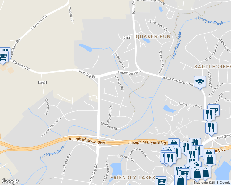 map of restaurants, bars, coffee shops, grocery stores, and more near 1915 Ray Alexander Drive in Greensboro