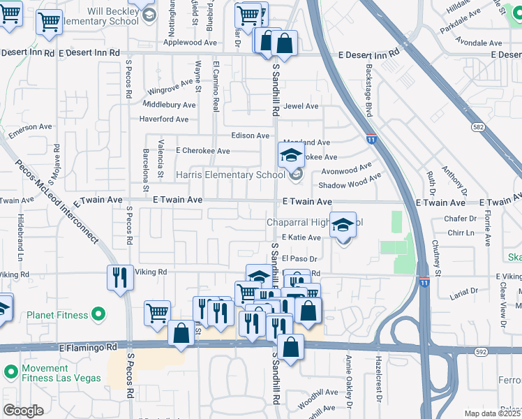 map of restaurants, bars, coffee shops, grocery stores, and more near 3719 Centennial Circle in Las Vegas