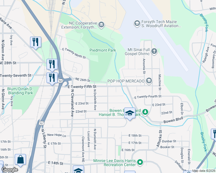 map of restaurants, bars, coffee shops, grocery stores, and more near 2416 Newark Street in Winston-Salem