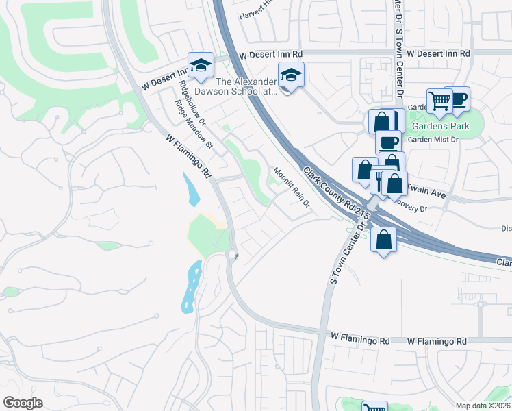 map of restaurants, bars, coffee shops, grocery stores, and more near 3736 Honey Crest Drive in Las Vegas