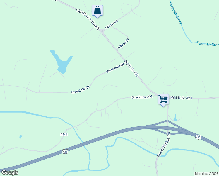 map of restaurants, bars, coffee shops, grocery stores, and more near 3324 Brookfield Lane in Yadkinville