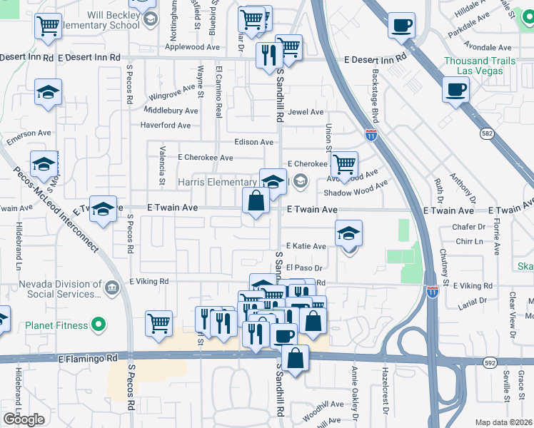 map of restaurants, bars, coffee shops, grocery stores, and more near 3742 Centennial Street in Las Vegas