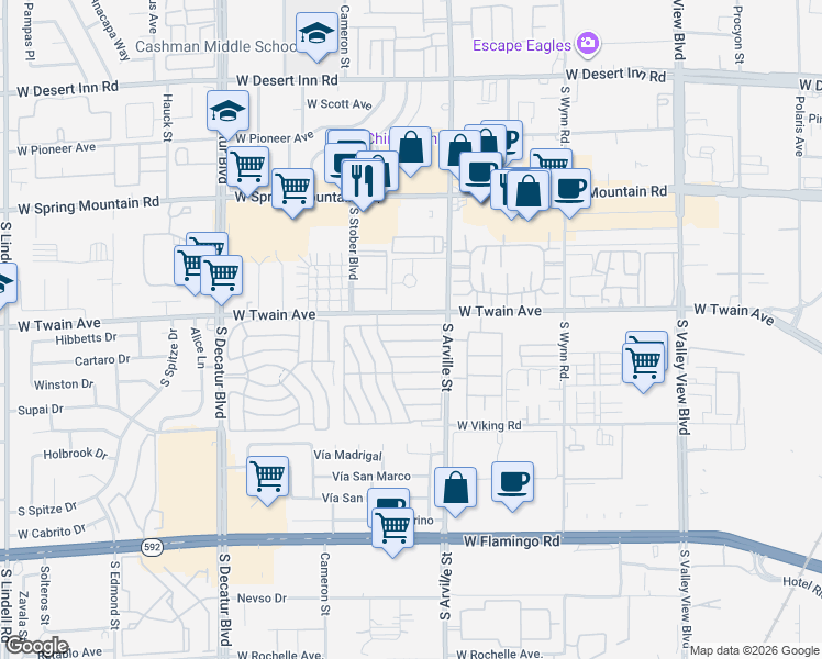 map of restaurants, bars, coffee shops, grocery stores, and more near in Paradise