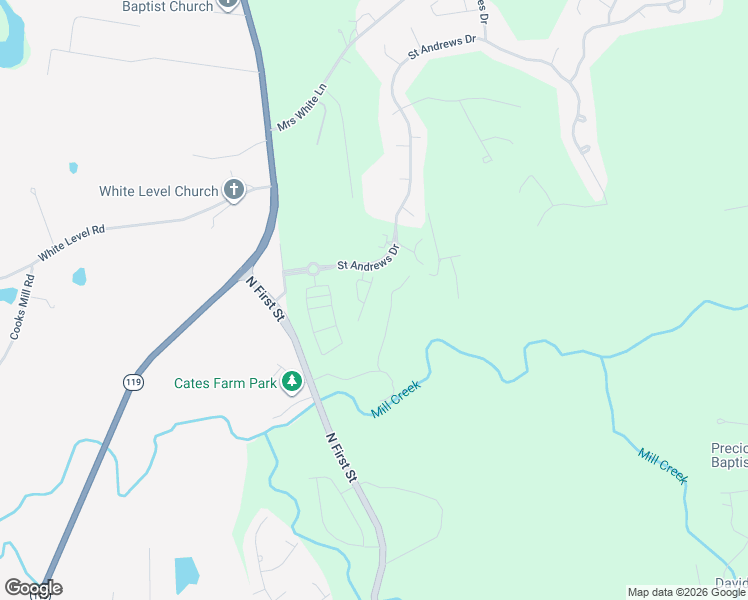 map of restaurants, bars, coffee shops, grocery stores, and more near 203 Walter Hagen Drive in Mebane