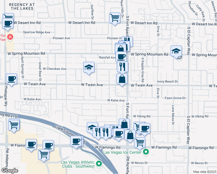 map of restaurants, bars, coffee shops, grocery stores, and more near 9512 Canyonland Court in Las Vegas