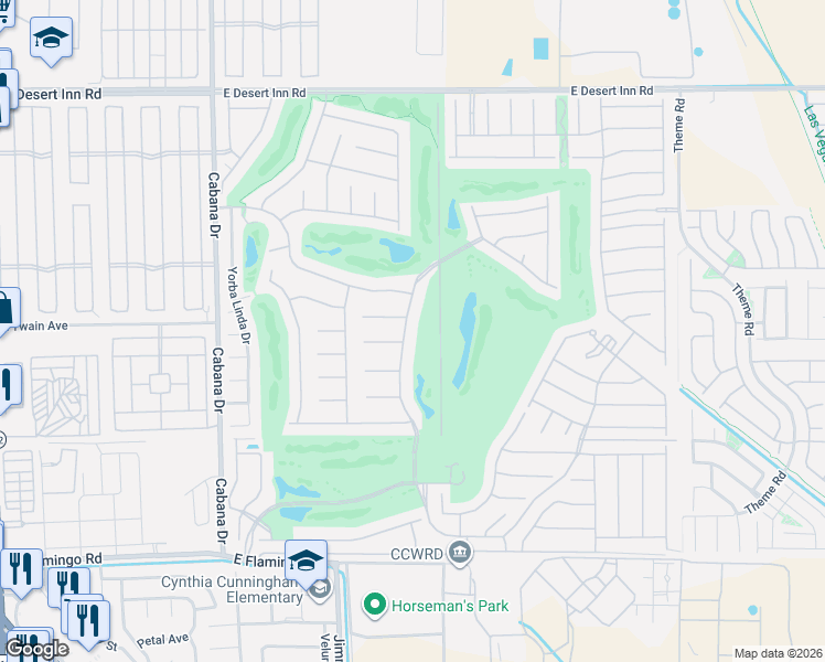 map of restaurants, bars, coffee shops, grocery stores, and more near 3730 Kemper Lakes Street in Las Vegas