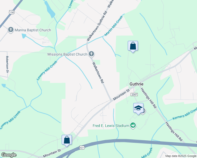 map of restaurants, bars, coffee shops, grocery stores, and more near 340 Walkertown Guthrie Road in Winston-Salem